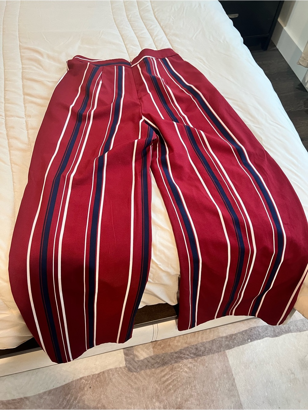 Papaya Burgundy Navy Striped Skirt